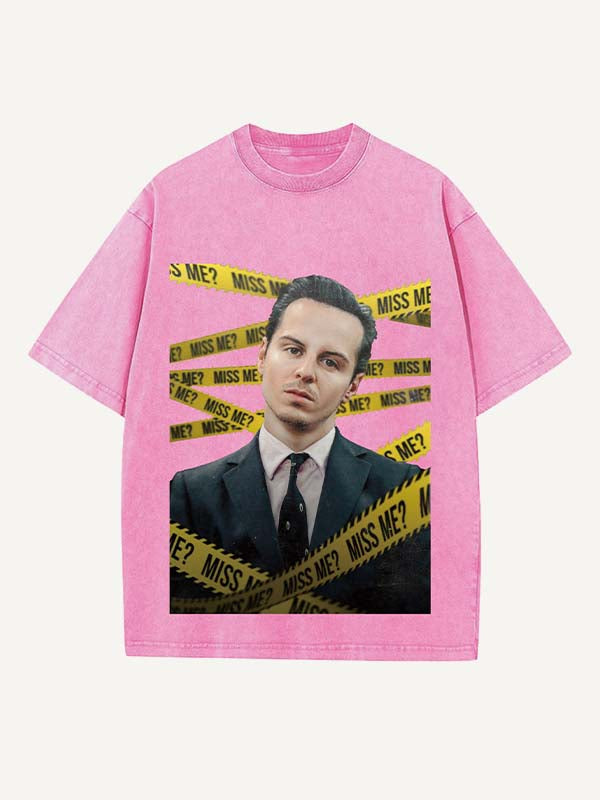 Sherlock Print Round Neck T-shirt