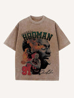 Dennis Rodman Print Round Neck T-shirt