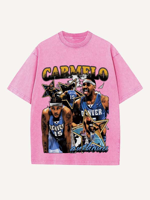 Carmelo Anthony Print Round Neck T-shirt