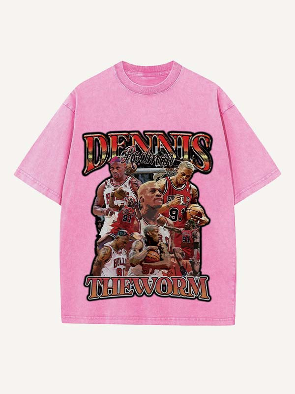 Dennis Rodman Print Round Neck T-shirt