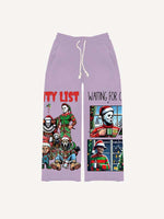 Christmas Horror Print Elastic Waist Pants