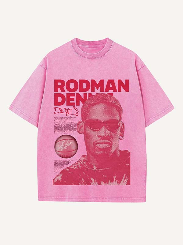 Dennis Rodman Print Round Neck T-shirt
