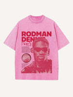 Dennis Rodman Print Round Neck T-shirt