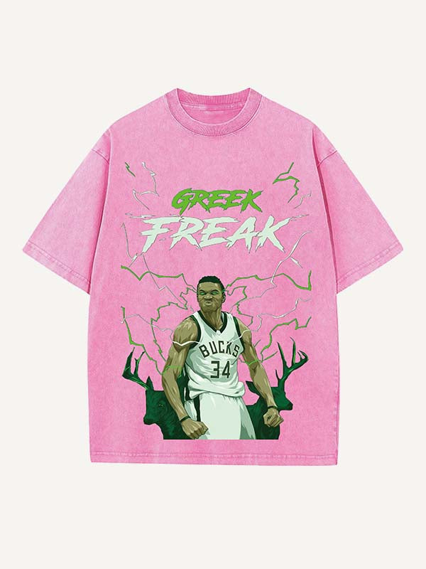 Giannis Antetokounmpo Print Round Neck T-shirt
