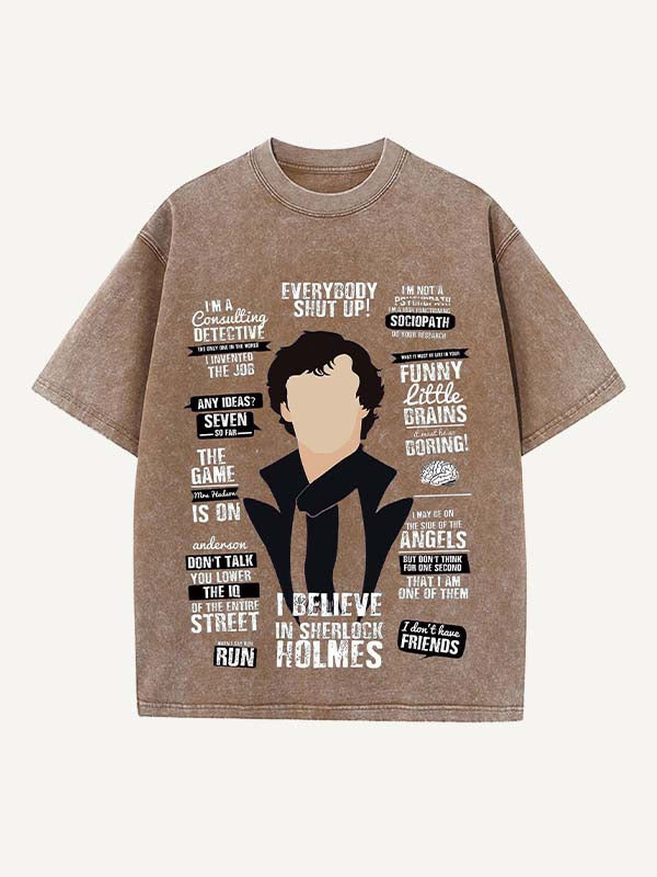 Sherlock Print Round Neck T-shirt