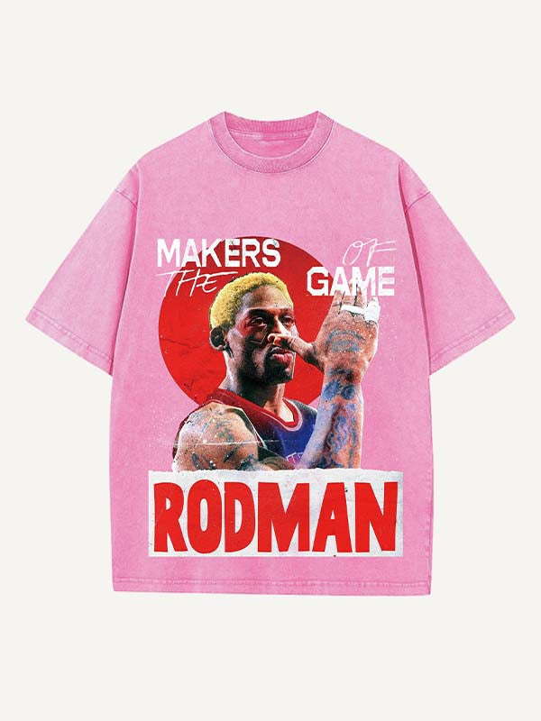 Dennis Rodman Print Round Neck T-shirt