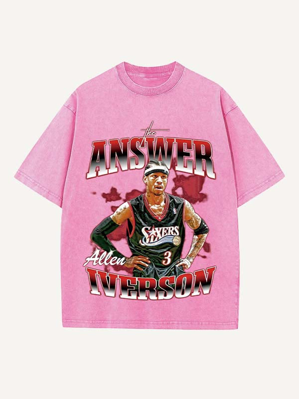 Allen Iverson Print Round Neck T-shirt