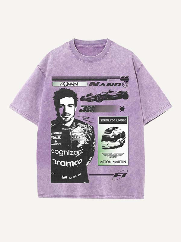 Fernando Alonso Print Round Neck T-shirt