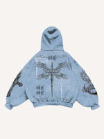 Jesus&Mary&Cross&Wing&Heart&Letter&Graphic Print Slant Pockets Hoodie
