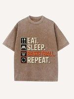 Basketball Aesthetic Print Round Neck T-shirt