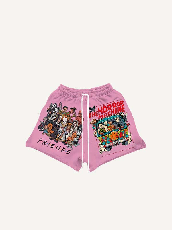 Halloween Horror Print Drawstring Waist Shorts