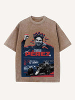 Sergio Perez Print Round Neck T-shirt