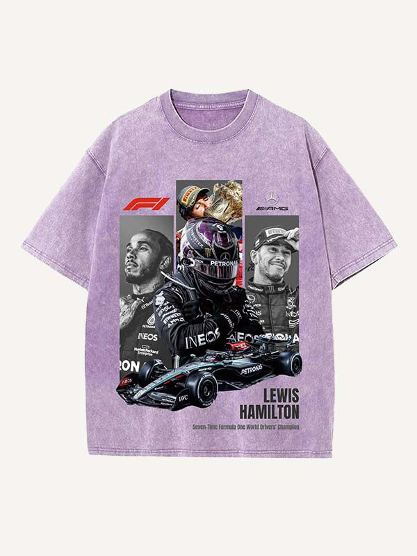Lewis Hamilton Print Round Neck T-shirt
