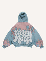 Colorblock Graphic Faux Decal Print Slant Pockets Hoodie