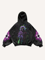 Halloween Figure&Bat&Graphic Print Slant Pockets Hoodie