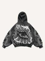 Eye&Letter Faux Decal Print Slant Pockets Hoodie