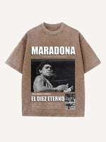 Diego Maradona Print Round Neck T-shirt