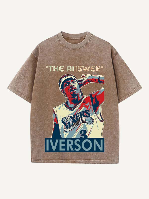 Allen Iverson Print Round Neck T-shirt
