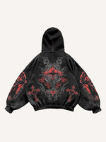 Figure&Cross Graphic Print Slant Pockets Hoodie