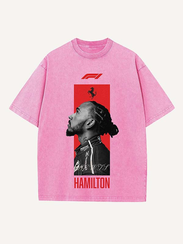 Lewis Hamilton Print Round Neck T-shirt