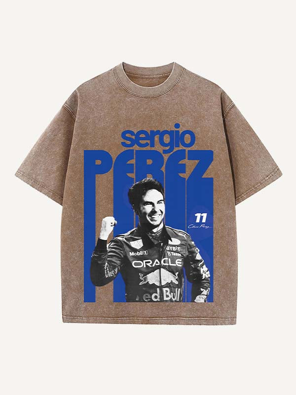Sergio Perez Print Round Neck T-shirt