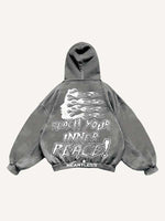 Heartless Skeleton Print Slant Pockets Hoodie