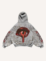 Eye&Graphic Print Slant Pockets Hoodie
