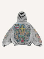 Jesus&Mary&Angel&Pigeon&Eye&Cross&Heart&Wing&Floral&Letter Print Slant Pockets Hoodie