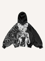 Figure&Eye&Butterfly Print Slant Pockets Hoodie