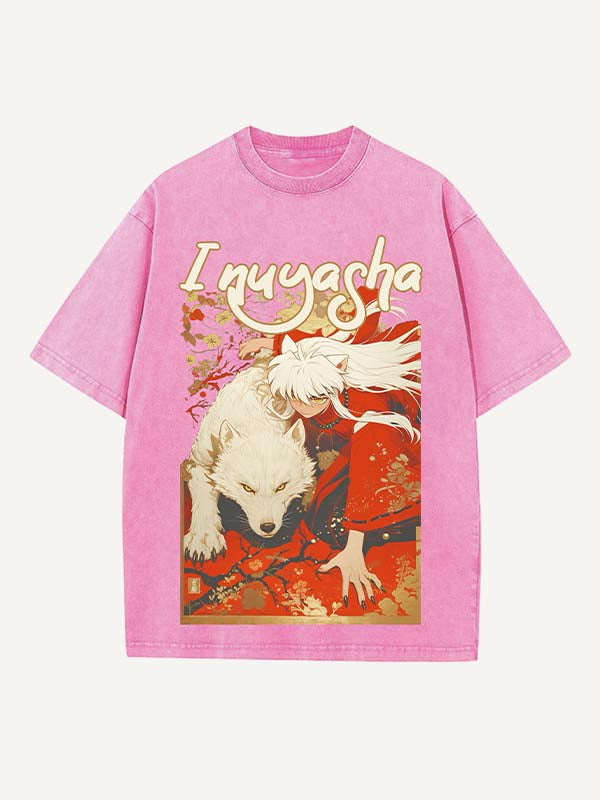 Inuyasha Print Round Neck T-shirt