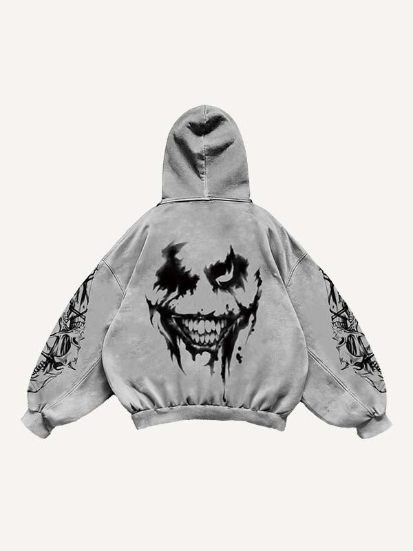Joker&Angel&Demon&Pistol Print Slant Pockets Hoodie