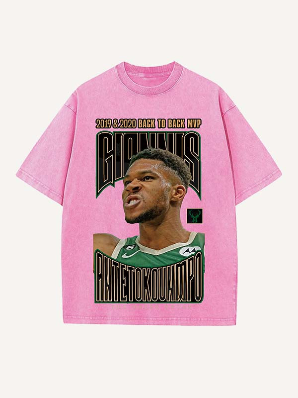 Giannis Antetokounmpo Print Round Neck T-shirt