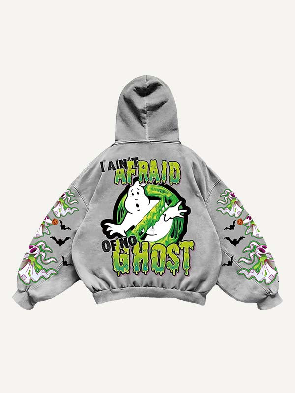 Halloween Ghost&Graphic&Letter Print Slant Pockets Hoodie