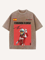 Fernando Alonso Print Round Neck T-shirt