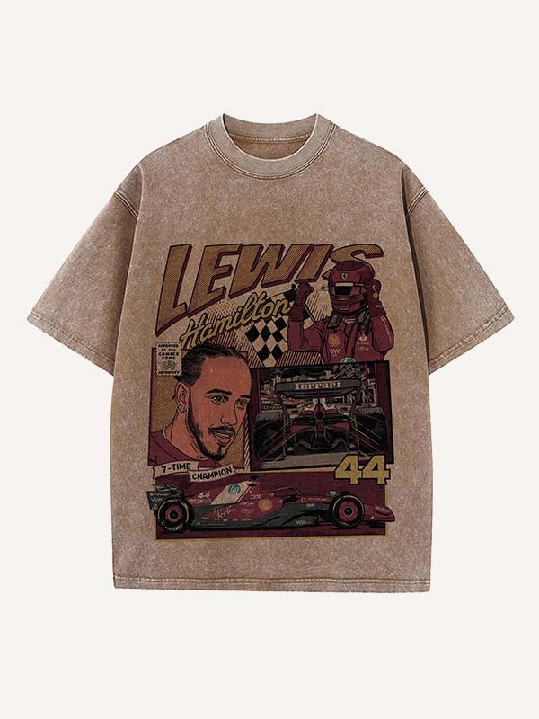 Lewis Hamilton Print Round Neck T-shirt