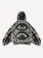 Figure&Eye&Skeleton&Graphic Print Slant Pockets Hoodie