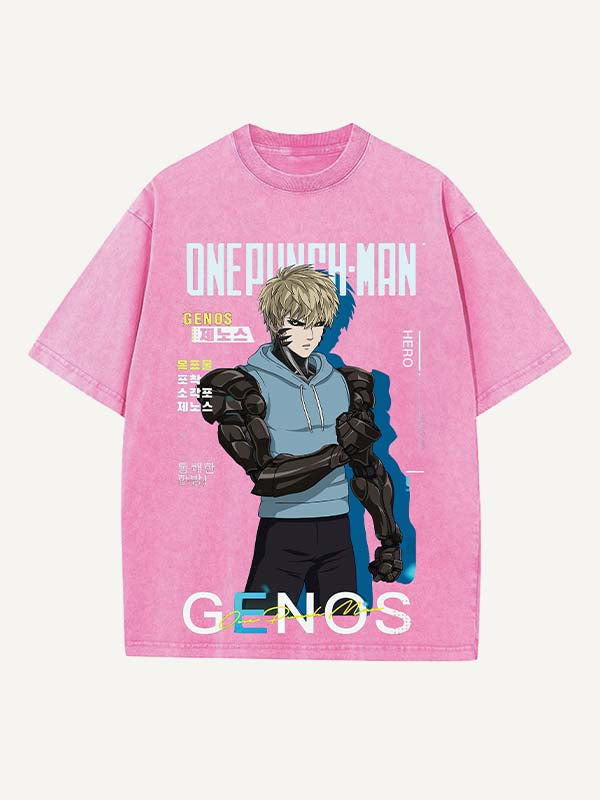 One-Punch Man Print Round Neck T-shirt
