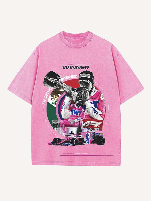 Sergio Perez Print Round Neck T-shirt