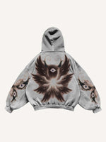 Eye&Wing&Graphic Print Slant Pockets Hoodie