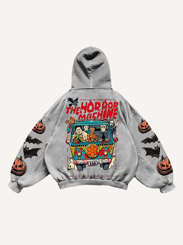 Halloween Horror Print Slant Pockets Hoodie