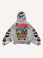 Halloween Horror Print Slant Pockets Hoodie