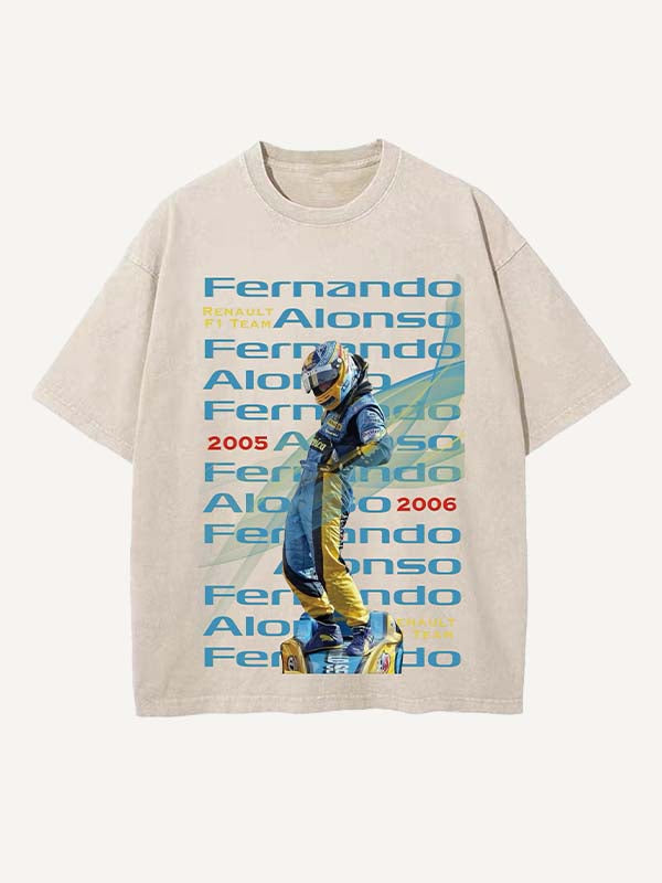 Fernando Alonso Print Round Neck T-shirt