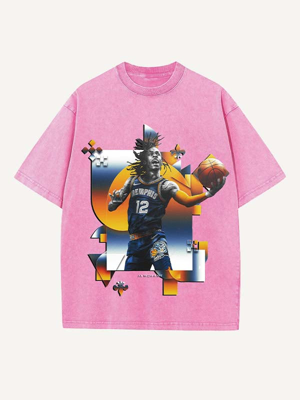 Ja Morant Print Round Neck T-shirt