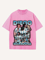 Diego Maradona Print Round Neck T-shirt