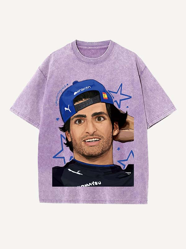 Carlos Sainz Print Round Neck T-shirt