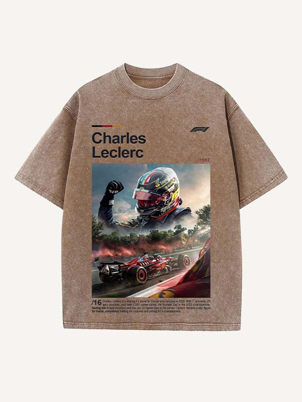 Charles Leclerc Print Round Neck T-shirt