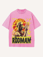 Dennis Rodman Print Round Neck T-shirt