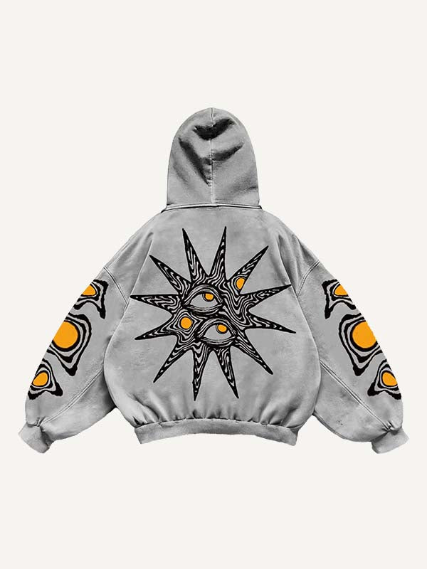 Moon&Eye&Graphic Print Slant Pockets Hoodie