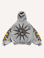 Moon&Eye&Graphic Print Slant Pockets Hoodie