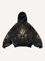 Evil Sun&Moon&Graphic Print Slant Pockets Hoodie